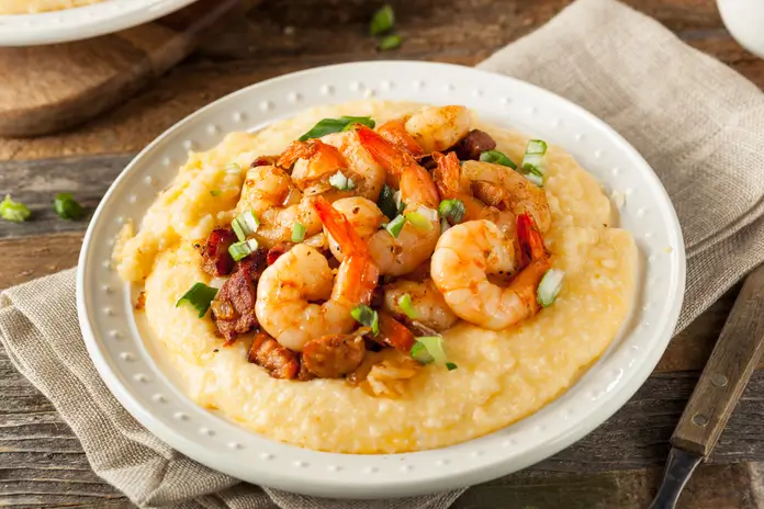 homemade shrimp grits pork cheddar